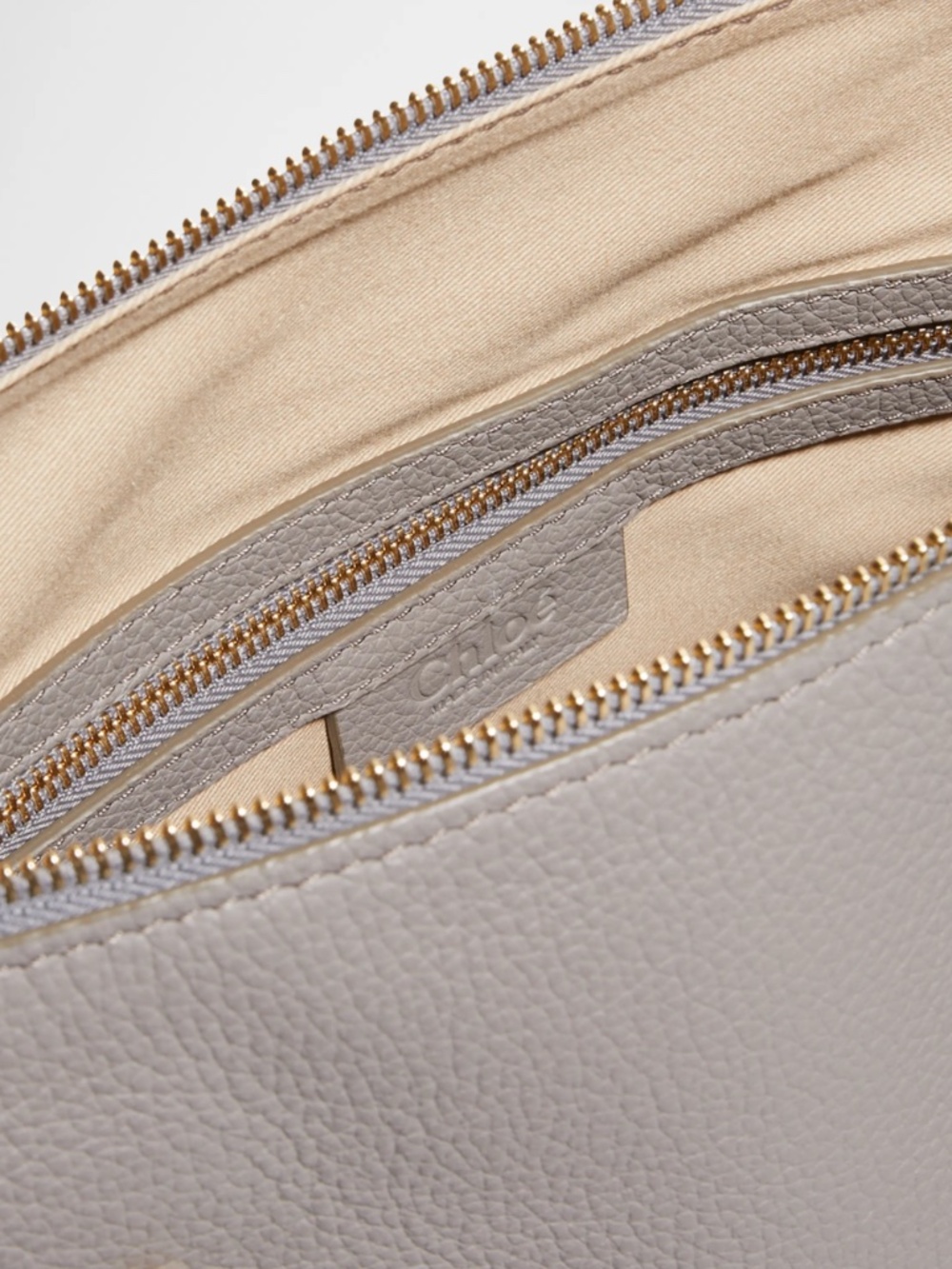 Chloé Marcie Medium Double Carry Satchel Bag in Grained Leather - CASHMERE GREY - Picture 4 of 13